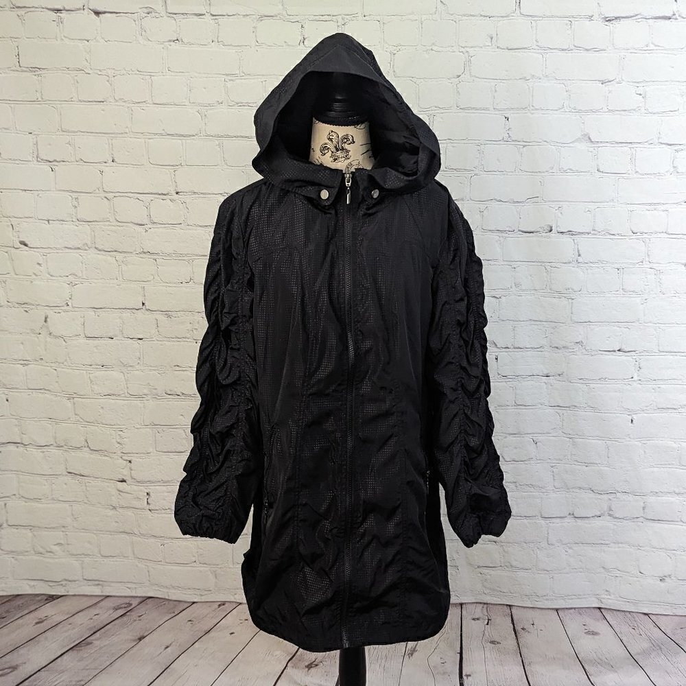 Cleo Petites Black Lightweight Packable Jacket Hooded Winbreaker PXL